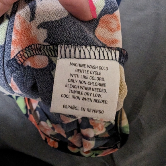 Charter Club floral dress form fitting dressy size 8 navy and coral and green - Picture 9 of 11